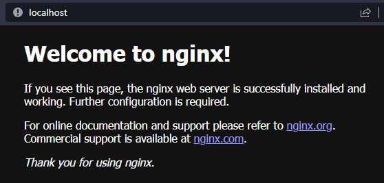Welcome message from nginx
